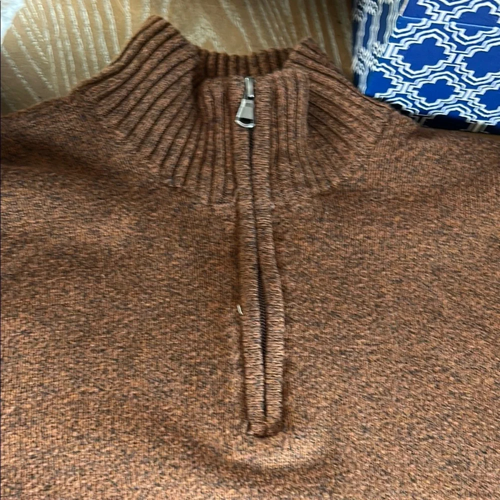 Men’s Croft and Barrow Brown Quarter Zip Chocolate Brown Marled Sweater